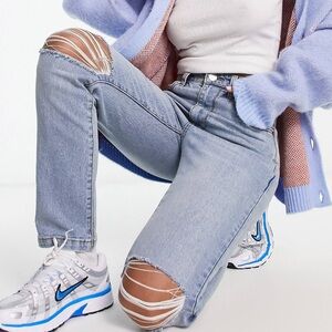 Cotton On Stretch Mom Jeans with Knee Rip